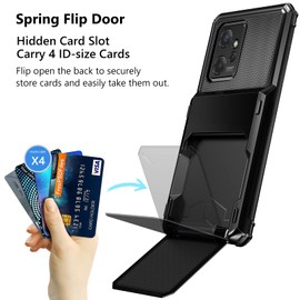 Vofolen for Moto G 5G 2023 Case Wallet Cover 4-Card Credit Card Holder ID Slot Scratch Resistant Dual Layer Hybrid Protective Hard Shell Rugged TPU Bumper Armor Case for Moto G 5G 2023 Black