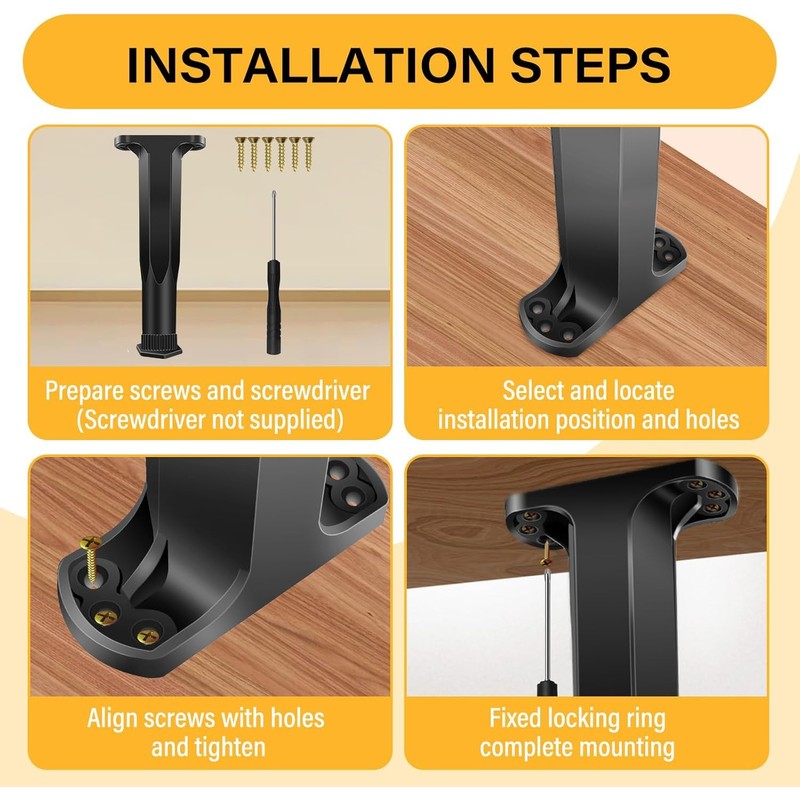 6 PCS Adjustable Height Bed Frame Support Legs - 7.8-14.6inch