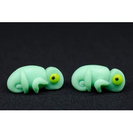 Miniblings Chameleon Stud Earrings Chameleon Children's Jewellery Handmade Fashion Jewellery I Earrings Stud Earrings, polymer clay