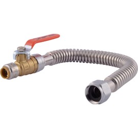 SharkBite Max 1/2 Inch x 3/4 Inch FIP x 18 In. Corrugated Flexible Water Heater Connector, Push to Connect Brass Plumbing Fitting, Stainless Steel, URSS3068FX18BV