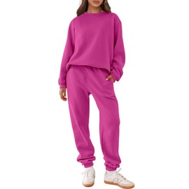ANRABESS Women's Two Piece Outfits Lounge Set Long Sleeve Crewneck Sweatshirt Jogger Pants Tracksuit Sweatsuit 2024 Fall Sets Medium