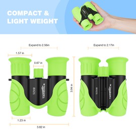 Binoculars for Kids High-Resolution 8x21,Shockproof Compact Kids Binoculars with Neck Strap for Bird Watching, Hiking,Camping, Travel, Learning, Spy Games - Telescope Toys for 3-12 Years Boys Girls (Green)