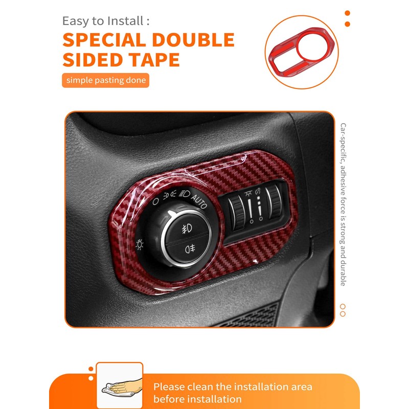 Savadicar Red Carbon Fiber Interior Accessories - Headlight Switch Trim
