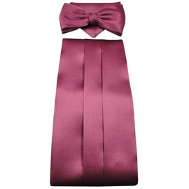 TigerTie Cummerbund handkerchief bow tie 3-part color bordeaux red