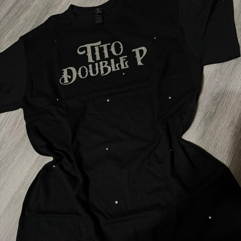 Tito Double P Rhinestone Front LOGO Tee - Size: Xl
