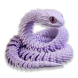 Binvin 3D Printed Animals-Snake Viper,3D Printed Snake Toys 3D Printed Articulated Snake 3D Printed Animals Animal Model Ornaments Creative Funny Toy Festival Gift for Frends (Purple, 24 Inch)