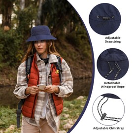 APOMOONS Pack of 2 Women's Foldable Sun Hat with Chin Strap, Quick Dry Packable Hat, Waterproof, UV-Protective Sun Hat, Foldable for Men and Women, Waterproof Bucket for Fishing, Hiking
