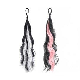 Joytey Hair Extensions 5 Colors Ponytail Extensions Wave Braided 22 IN Synthetic Hairpieces Thick Party Highlights Hair Rainbow Hair Accessories for Girls Women