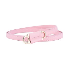COTIM COYIN Women's Fashion Leather Skinny Belt, Thin Waist Belt for Dresses, Pink, 1*105cm/0.39*41.33nches