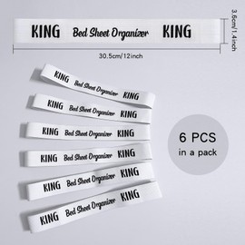 LEAYATST 6 Pieces Sheet Bands for Organizing Bed Sheet Organizer Bands Elastic Bed Sheet Storage Linen Sheet Sizes Label Bands for Bedding Sheets, Pillowcases, Duvet Covers (KING)