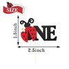 24Pcs Glitter Ladybug One Cupcake Toppers Garden Theme Party Dessert
