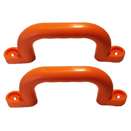Plastic Handle Grab Bar for Playground Equipment, Climbing Walls, Doors, Drawers, Trees, Camper, Motor Home, Barn Door, Bunk Bed and More, Sturdy All Weather Material, Pack of 2 (Orange)