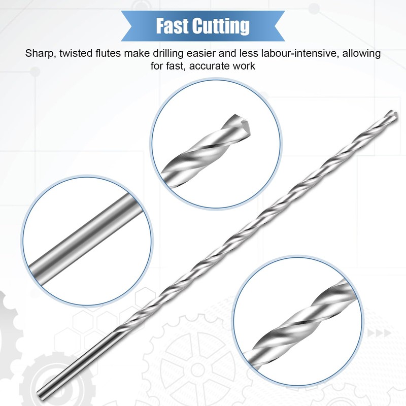 5mm Extra Long Drill Bit, 200mm HSS Titanium Twist Drill