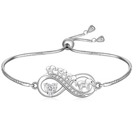 Fenthring Elephant Bracelet Sterling Silver Mothers Day Heart Infinity Elephant Bracelets for Women Mom Adjustable Womens