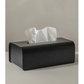 Kazai. Tissue Box 'Toke' | Real Wood Veneer, FSC-Certified | Sustainable Cosmetic Tissue Box in Scandinavian Design | Oak, Black