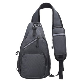 SUIKIHUM Small Sling Bag, Water Resistant 11 Inch Crossbody Chest Bags Oxford Daypack Backpack with Headphone Jack with Anti-theft Pocket for Men Women (Dark Gray)