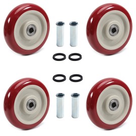 Juvielich 5 Inch 4Pcs Shopping Cart Wheels Polyurethane Caster Wheels Bearings Repair Kits, Heavy Duty 5" Plate Caster Wheel Only with 3/8inches Bore 330 lbs Capacity per Wheel 5 in Replacement Wheels