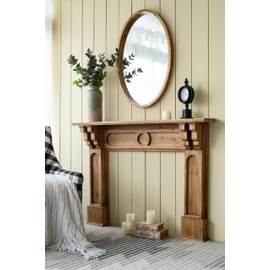 ZJMTOCYU 24" x 36" Oval Wall Mirror with Solid Wood Frame, Rustic Farmhouse Design, Entryway or Bathroom