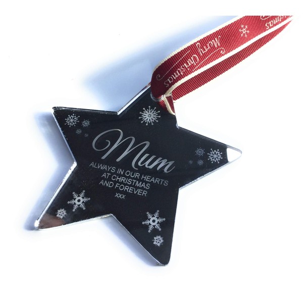 Personalised Memorial Christmas Tree Mirrored Star Decoration - Perfect Way