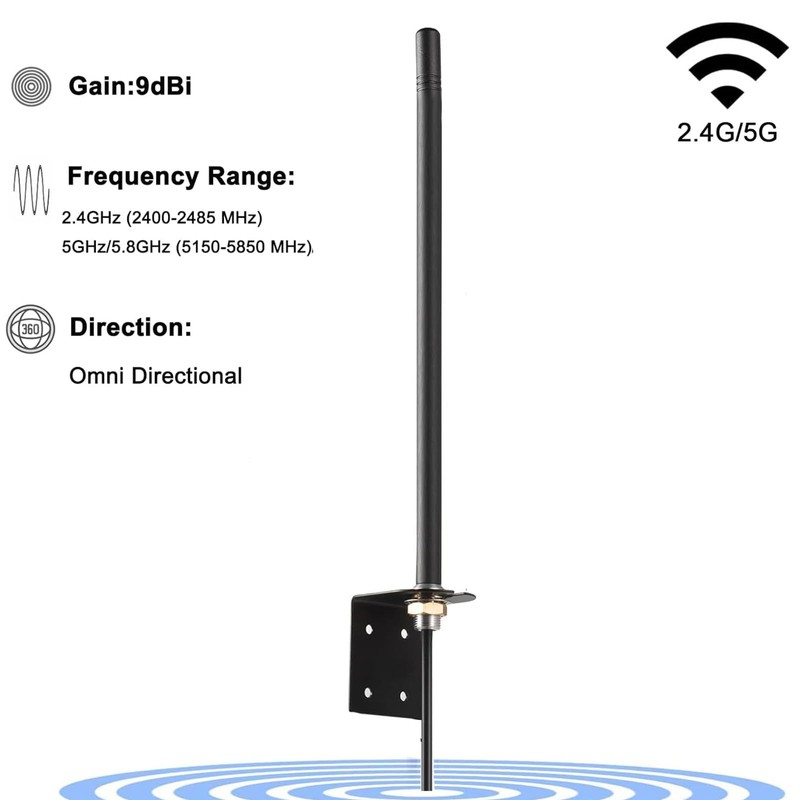 9dBi Long Range Dual Band 2.4GHz 5GHz/5.8GHz Outdoor WiFi Antenna