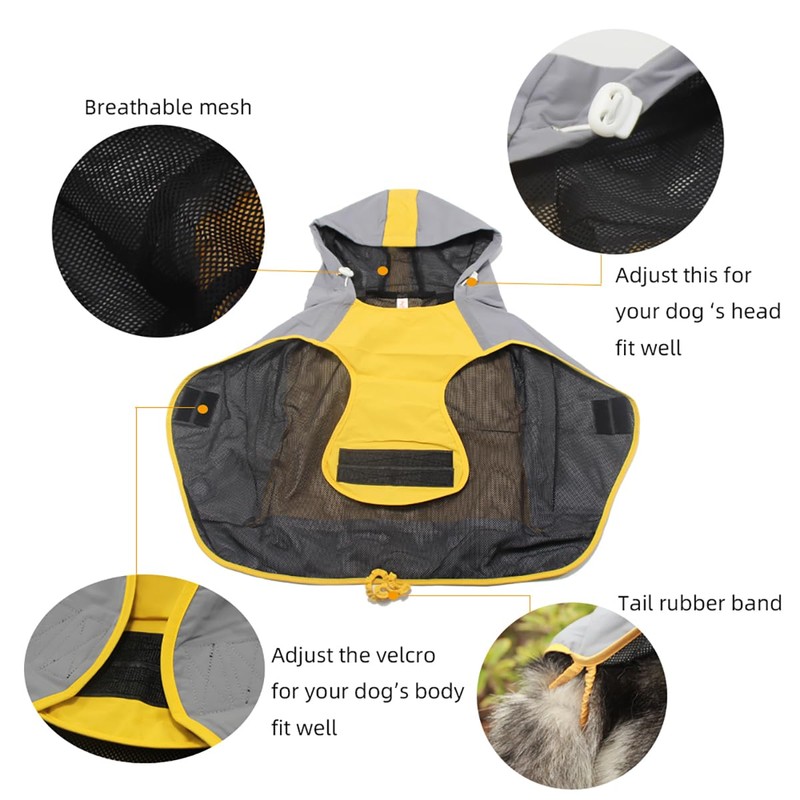 ClawsPurrfect Dog Hooded Waterproof Rain Jackets: Lightweight, Large, Medium, Refective