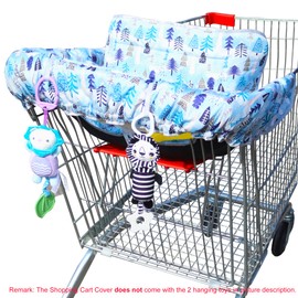 XiOiOiX 2 in 1 Shopping Cart Cover&High Chair Cover for Restaurant Seat, Grocery Cart Cover for Baby Infant Toddler Girl/Boy Reversible, Machine Washable (Blue)