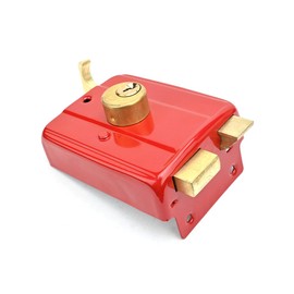 ZONADAH Traditional Nightlatch with Chain Door Heavy Duty Dead Bolt Lock Red Security Lock with Keys Exterior Door Lock Security Anti-Theft Lock Multiple Insurance Lock