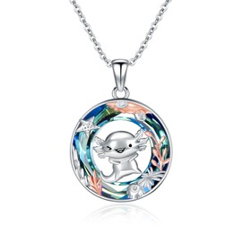 POTOPYY Axolotl Necklace for Women S925 Sterling Silver Axolotl Pendant Necklace Blue Crystal Axolotl Jewelry, Axolotl Gifts for Women Mom Daughter Mothers Day Birthday Christmas Anniversary New Year