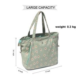 ESVAN Yoga Tote Bag for Women Shoulder Bags Drawstring for Office Workout Travel Carryall Pilates Gym and Beach (Corduroy Light Green)