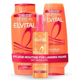 L'Or√©al Paris Elvital Germany's Next Topmodel Haarpflege-Routine f√ºr langes und gesch√§digtes Haar: Dream Length Set mit Shampoo 300ml, Sp√ºlung 250ml und Hitzeschutzspray 150ml