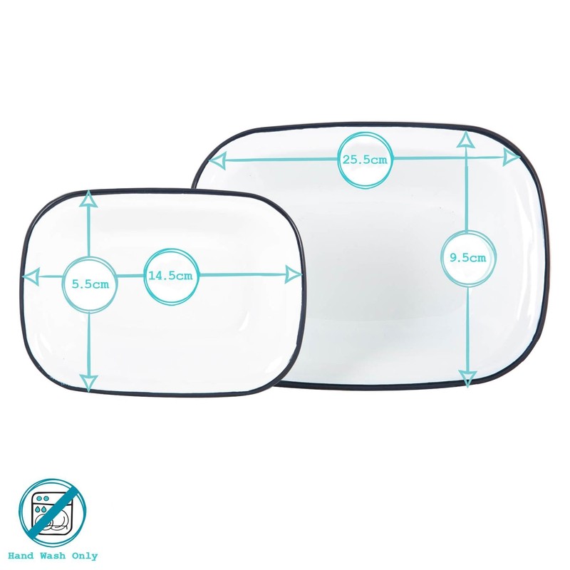 Argon Tableware 2 Piece White Enamel Pie Dishes Set -