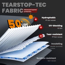 KING BIRD Upgraded Fiberglass Travel Trailer RV Cover, Heavy Duty 5 Layers Tearstop-Tec™ with Spunlace Cotton Anti-UV Top, Utility Camper Cover, Fits 8'- 10' Motorhome-Anti-Snow, Waterproof, Rip-Stop