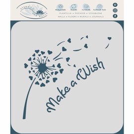 Make a Wish Stencil, 11.43 x 10.8 cm (M) - Dandelion Heart Quote Card Stencils for Painting Template