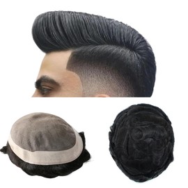 Toupee for Men Mono Base Real European Human Hair Pieces for Mens Hair Prosthesis Patch Units Hair Replacement System for Men (6x8")