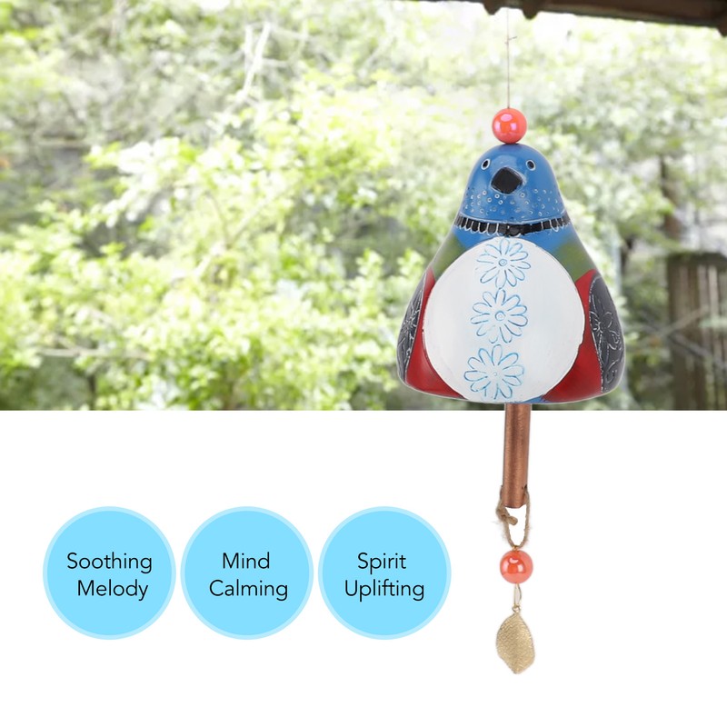 Resin Bird Wind Chime Resin Wood Hand Painted Delightful Melody