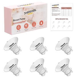 Upgraded Flange Insert 19mm with Pull Tab and Triangle-Shaped for Momcozy/Spectra/Medela/eufy/TSRETE/Elvie/Lansinoh Breast Pumps, Fit for 24mm Shields/Flanges of Most Pumps, 6PCS 19mm
