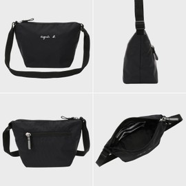 agnesb AC12E POCHETTE Sacoche Bag Nylon Shoulder Bag, Black
