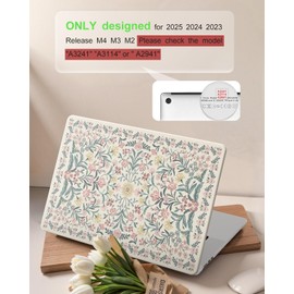 iCasso Compatible with MacBook Air 15 inch Case 2025 2024 2023 Release M4 A3241 M3 A3114 M2 A2941, Slim Anti-Scratch Protective Plastic Hard Shell Case+Keyboard Cover for Mac Air 15 -Pink Floral