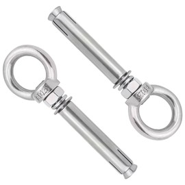 2 Pcs Long Eye Bolt with Ring, M8 x 70 mm 304 Stainless Steel Wall with Nut Washer Expansion Anchor Bolts Masonry Concrete Screws for Masonry and Hollow Walls