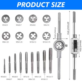Tap and Tap Tool Set, Metric M3-M12, 20-Piece Fine Thread Cutter Set, Metric, Thread Cutting Machine, Tap Die Set with Drill