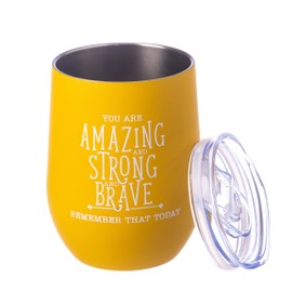 DIVERSEBEE Inspirational Thank You Gifts for Women, Mom, Sister, Wife, Girlfriend, Coworker, Nurses, Best Friend, Encouragement Birthday Wine Gifts - Insulated Wine Tumbler Cup with Lid (Honey)