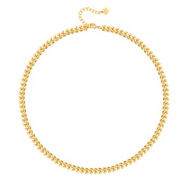 Aobei Pearl 18K Gold Wheat Ear Leaf Link Chain Choker Necklace for Women Dainty Arrow Chevron Necklace Wishbone Fishbone Clavicle Chain Jewelry 16”+2”