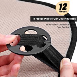24 Pieces Car Seat Cover Plum Plate Metal Hook,12 Pcs Plastic Car Seat Covers Chucks,12 Pcs Metal Hooks Locking Clip Plastic Card Fixed Fastener Buckle for Seat Replacements Accessories(Black)