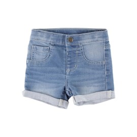 RuffleButts Light Wash Girls' Stretch Denim Shorts - 5