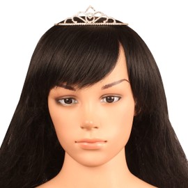 Touchstone Royal Fashion Fiesta Simbólica Sucesión Hereditaria Denota Alta Estatus Emperatriz Rhinestone Joyería Tiara Corona en tono dorado antiguo para mujer., Diamante falso