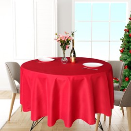 Trimming Shop Round Tablecloth Polyester Circular Table Cover For Christmas Decorations, Dining Party, Banquets, Wedding, Birthday Party Events, 70 Inch, Red, 1pc