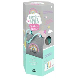 moses. Craft Fun – Learn to Embroidery, Embroidery Set with Illustrated Step-by-Step Embroidery Instructions, Craft Set for Children from 8 Years, with Cotton Bag for Embroidery 38193 Grey with