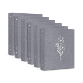 Lanpn Aesthetic 3 Ring Binder 6 Packs, Linen Hardcover 1 inch Round Rings Folder Holder Planner Fits Letter Size 8.5” x 11" Paper for Office School Journaling Collections (Grey)