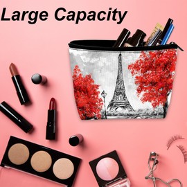 DEMACYA Eiffel Tower Makeup Bag for Purse Waterproof Funny Paris Cosmetic Bags for Women Zipper Travel Toiletry Pouch Makeup Bags Gift 9.5×5.9 Inch
