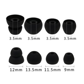 Rqker Eartips Compatible with in-Ear Earbuds, Earbud Tips Soft Silicone Earbuds Replacement Tips Fit for in-Ear Headphones(Inner Hole from 3.8mm -4.2mm) 16 Pairs S/M/L/D, Black